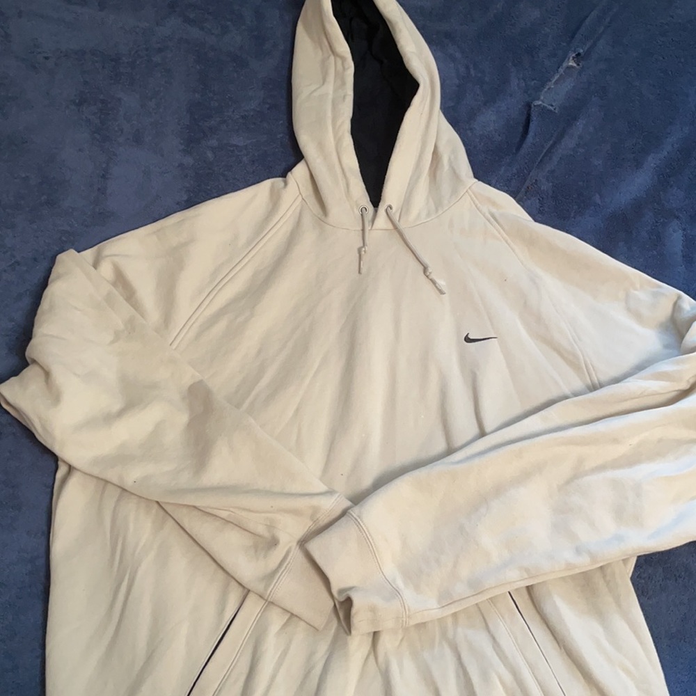Vintage Nike Hoodie Ecru and Black